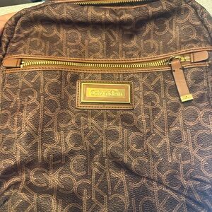Calvin Klein Tan Monogram Interior Backpack